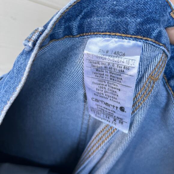 Vintage Y2K Carhartt blue denim jeans double knee work wear carpenter pants - Picture 6 of 8